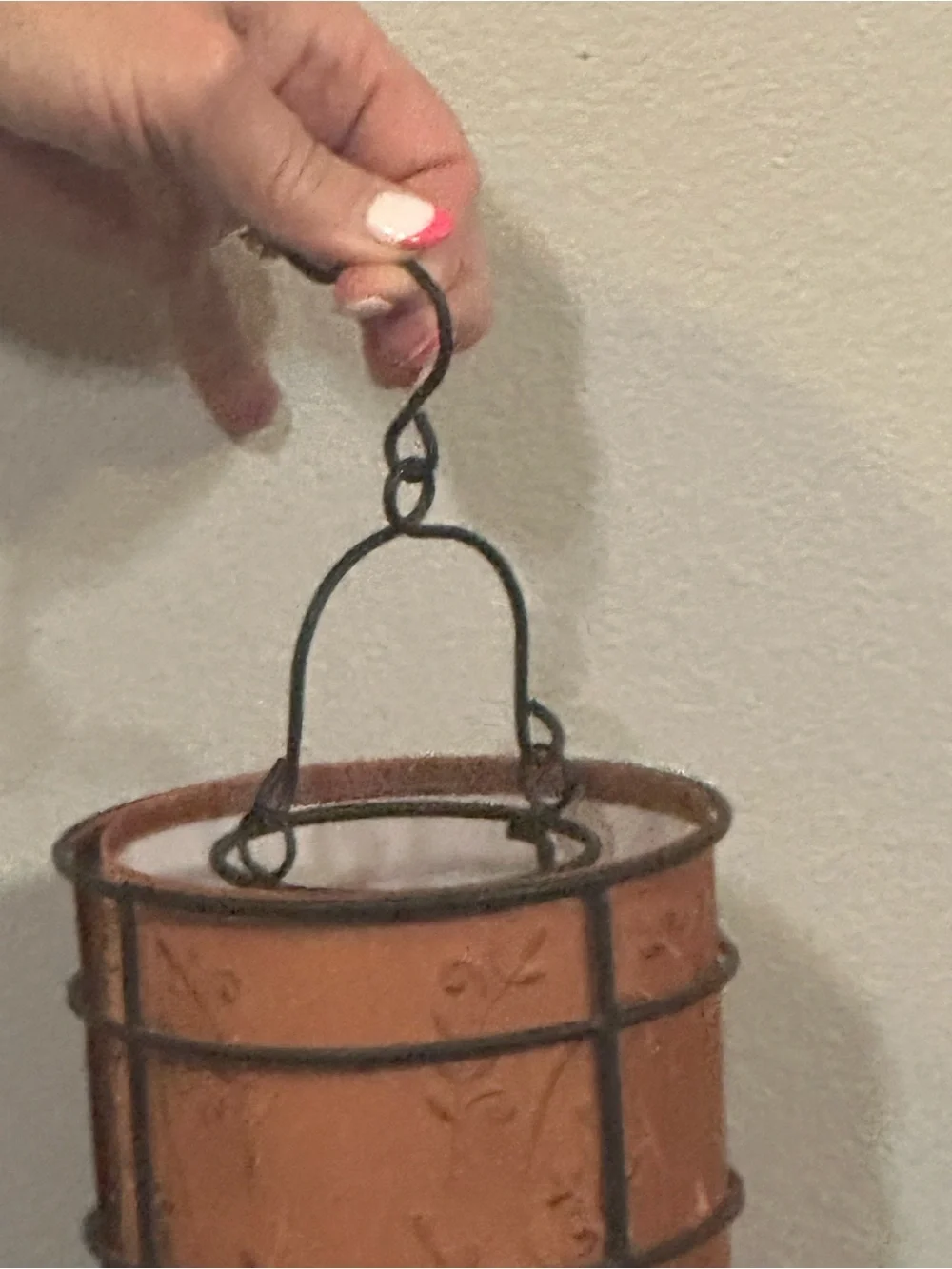 Decorative Terracotta Orange Hanging Lantern - Home Accents